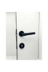 Punch Mat Siyah Rozetli Daire Giriş Kapı Kolu Sağ Basar Tek Yön thumbnail 2