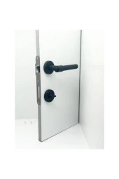 Punch Mat Siyah Rozetli Wc Banyo Kapı Kolu 1 Takım thumbnail 2