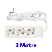 Çoçuk Korumalı Kablolu 3'lü Topraklı Grup Priz Çoğaltıcı 3 Metre Çoklu Uzatma Kablosu Anahtarsız thumbnail 3