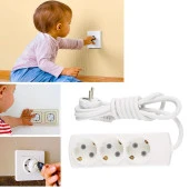 Çoçuk Korumalı Kablolu 3'lü Topraklı Grup Priz Çoğaltıcı 3 Metre Çoklu Uzatma Kablosu Anahtarsız thumbnail 4