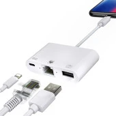 Coofbe 3in1 İpad İphone Ethernet RJ45 Usb Kamera Adaptörü İphone rj45 Dönüştürücü İphone Usb Okuyucu - 3