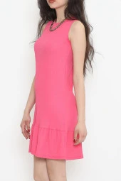 Kolsuz Eteği Fırfırlı Elbise Pembe - 949.1247. - 3