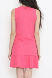 Kolsuz Eteği Fırfırlı Elbise Pembe - 949.1247. - 8