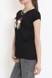 Kelebek Pullu Bluz Siyah - 17129.599. - 5
