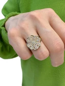 Özel Tasarım Dönen Yonca Altın Yüzük 14 Ayar thumbnail 2