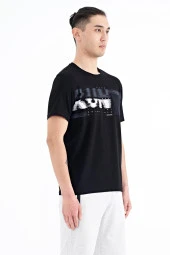 Tommy Life Siyah Ön Cep Detaylı Baskılı Standart Kalıp Erkek T-shirt - 88200 - 2