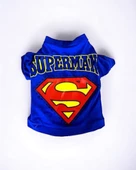Mavi Superman Kedi Tişörtü Kedi Kıyafeti Kedi Elbisesi - 2
