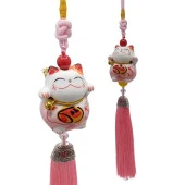 Feng Shui Maneki Neko Şans Kedisi Pembe No.1 thumbnail 2