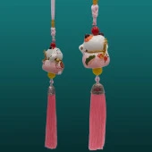 Feng Shui Maneki Neko Şans Kedisi Pembe No.1 thumbnail 5