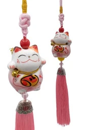 Feng Shui Maneki Neko Şans Kedisi Pembe No.1 thumbnail 7