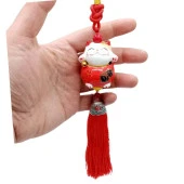 Feng Shui Maneki Neko Şans Kedisi Kırmızı No.1 thumbnail 5