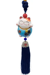 Feng Shui Maneki Neko Şans Kedisi Mavi No.1 thumbnail 7