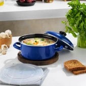 Schafer Komfort Pişir Sakla Emaye Tencere 18 Cm-Lacivert - 1