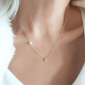 Vaoov 925 Ayar Gümüş Harfli İnci Kolye thumbnail 1