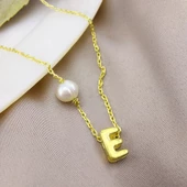 Vaoov 925 Ayar Gümüş Harfli İnci Kolye thumbnail 2