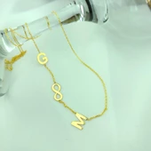 Vaoov 925 Ayar Gümüş İki Harfli Sonsuzluk Kolye thumbnail 4