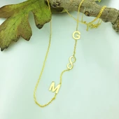 Vaoov 925 Ayar Gümüş İki Harfli Sonsuzluk Kolye thumbnail 2