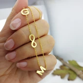 Vaoov 925 Ayar Gümüş İki Harfli Sonsuzluk Kolye thumbnail 5