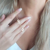 Vaoov 925 Ayar Gümüş İki Harfli Sonsuzluk Kolye thumbnail 7