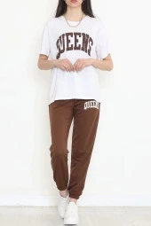 Baskılı Oversize Takım Acıkahve - 3