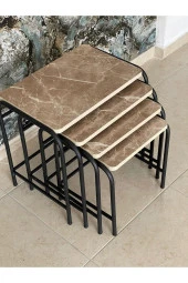 Aslanstore 4'Lü Metal Zigon Sehpa Sarı - 1