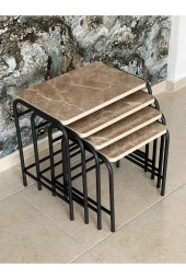 Aslanstore 4'Lü Metal Zigon Sehpa Sarı - 2