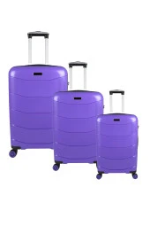 Bagacar Ultra Hafif Kırılmaz Silikon 3lü Set Valiz Mor+ETİKET HEDİYELİ! - 1