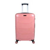Bagacar Ultra Hafif Kırılmaz Silikon 3lü Set Valiz Pembe+ETİKET HEDİYELİ! - 3