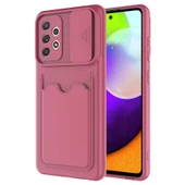 Samsung Galaxy A52 Kılıf Kartlıklı Lens Kapatmalı Kapak - 4