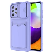 Samsung Galaxy A52 Kılıf Kartlıklı Lens Kapatmalı Kapak - 3