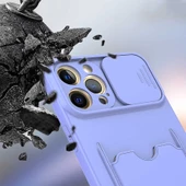 Apple iPhone 12 Pro Kılıf Kartlıklı Lens Kapatmalı Kapak - 4