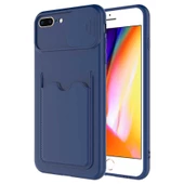 Apple iPhone 7 Plus Kılıf Kartlıklı Lens Kapatmalı Kapak - 6