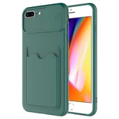 Apple iPhone 7 Plus Kılıf Kartlıklı Lens Kapatmalı Kapak - 5