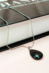 Onix Kuvars Doğal Taşı Zincirli El Yapımı Kolye Uç: 2 cm Zincir: 20 cm Kutulu - 7