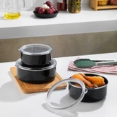 Schafer Komfort 3 lü Saklama Kabı Seti 6 Parça-Siyah - 1