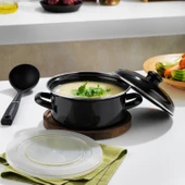 Schafer Komfort Pişir Sakla Emaye Tencere 18 Cm-Siyah - 1