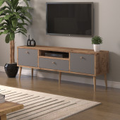 Beyza Ahşap Ayaklı 140 Cm Atlantik -Atrasit Tv Sehbası - 1