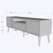 Beyza Ahşap Ayaklı 140 Cm Atlantik -Atrasit Tv Sehbası - 4