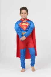 Çocuk Kaslı Superman Kostümü - Çocuk Kaslı Süpermen Kıyafeti - 2