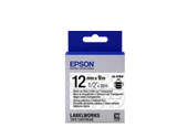 Epson LK-4TBW Güçlü Yapışkanlı Şeffaf Üzeri Siyah 12mm 9Metre Etiket - 1