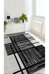 Siyah Renk Yolluk, Çizgili Desen Yolluk, Kaymaz Taban Halı, Yıkanabilir Halı, Koridor Halısı - 2