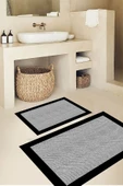 Kazayağı Desen Banyo Paspası, Gri Siyah Paspas, Kaymaz Taban Klozet Takımı, Dekoratif Paspas, - 4