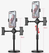 Teleskopik Masaüstü 3lü Tablet Telefon Tutucu Ayarlanır Katlanır Seviyeli Tutucu 08 - 2