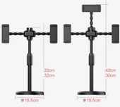 Teleskopik Masaüstü 3lü Tablet Telefon Tutucu Ayarlanır Katlanır Seviyeli Tutucu 08 - 3