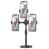 Teleskopik Masaüstü 3lü Tablet Telefon Tutucu Ayarlanır Katlanır Seviyeli Tutucu 08 - 1