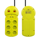 VEA 6 Lı Çift USB li Kablolu Anahtarlı Çocuk Korumalı Grup Priz - 4