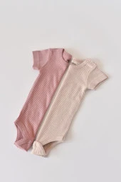 Bebek 2 Adet Kısa Kollu Body, %50 Modal Kumaş - %50 Organik Pamuk, Bebek ve Yenidoğan Serisi - CSYM11207 - 1