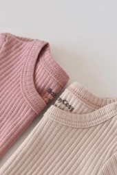 Bebek 2 Adet Kısa Kollu Body, %50 Modal Kumaş - %50 Organik Pamuk, Bebek ve Yenidoğan Serisi - CSYM11207 - 4