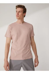 O Yaka Düz Pembe Erkek T-shirt Ts1014000281 - 1