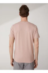 O Yaka Düz Pembe Erkek T-shirt Ts1014000281 - 5